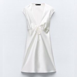 Satin Effect Mini Dress - White